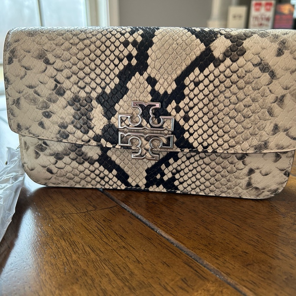 Tory Burch Snake Print Clutch - Black and Gray - Picture 11 of 13